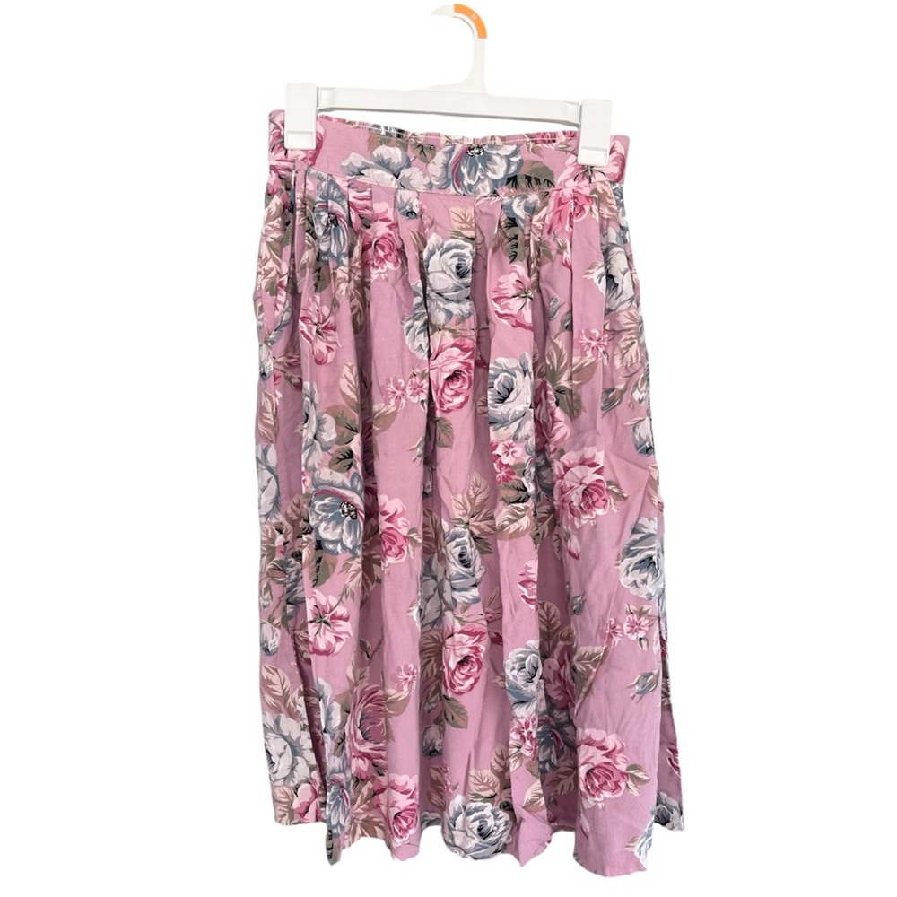 Vintage floral purple midi skirt